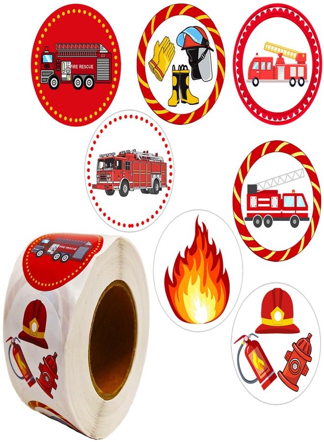 CupaPlay 500PCS Fire Truck Roll Stickers Fire Truck/Fire Car/Fireman Birthday Party Favors Jar Containers Letter DIY Sticker Labels Decals - Image 1